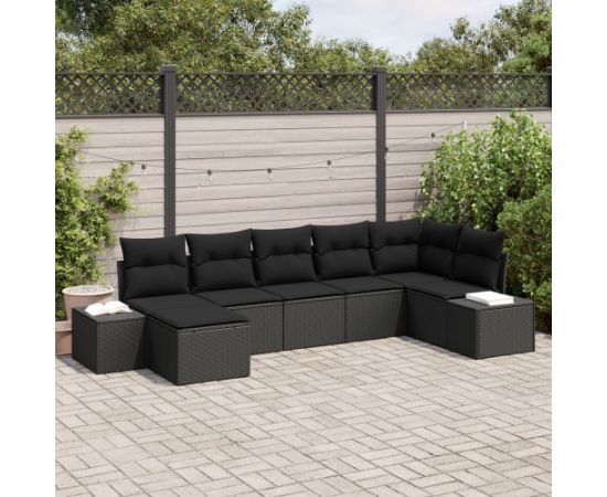 vidaXL Zestaw sof ogrodowych Zestaw 7 Czarny Dārza mēbeļu komplekti