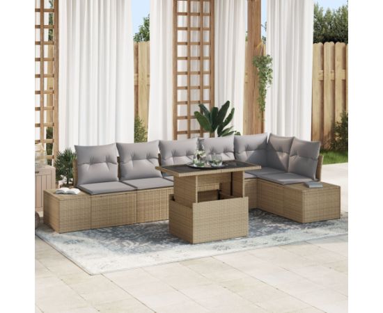 Vidaxl Zestaw sof ogrodowych Zestaw 7 Beżowy i szary Dārza mēbeļu komplekti