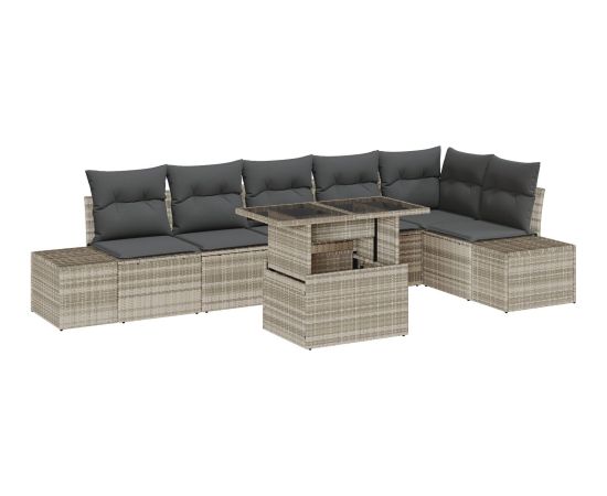 Vidaxl Zestaw sof ogrodowych Zestaw 7 Beżowy Rattan Dārza mēbeļu komplekti