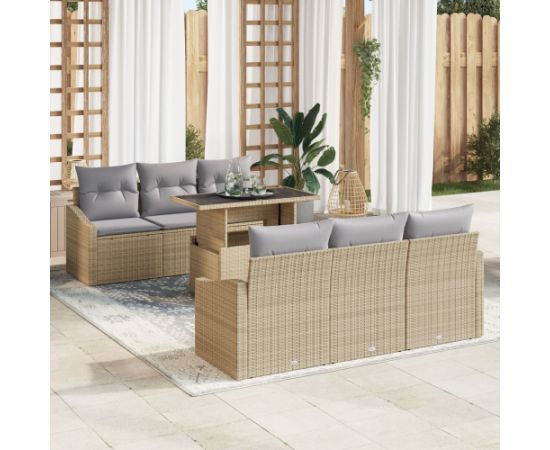 Vidaxl Zestaw sof ogrodowych Zestaw 7 Beżowy i szary Dārza mēbeļu komplekti