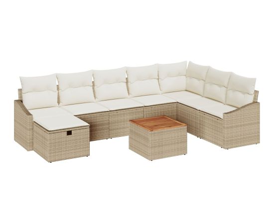 vidaXL Zestaw Sofy Ogrodowej Zestaw 9 Części Beżowa Dārza mēbeļu komplekti