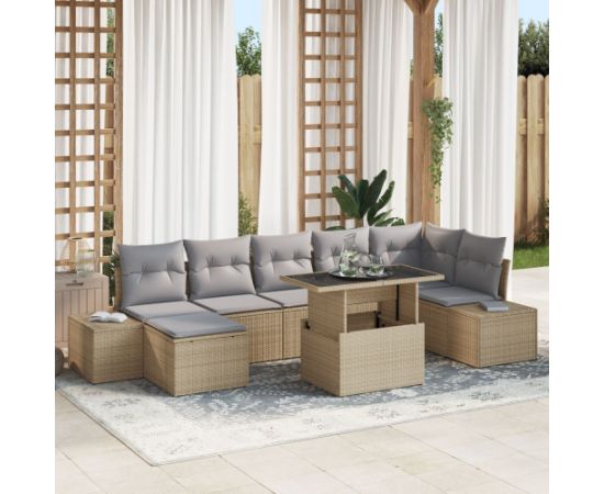 vidaXL Zestaw Sof Ogrodowych 8 Części Beżowy, Szary Dārza mēbeļu komplekti