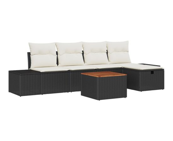 Zestaw sof ogrodowych vidaXL 6-elementowy Beżowy i czarny Dārza mēbeļu komplekti