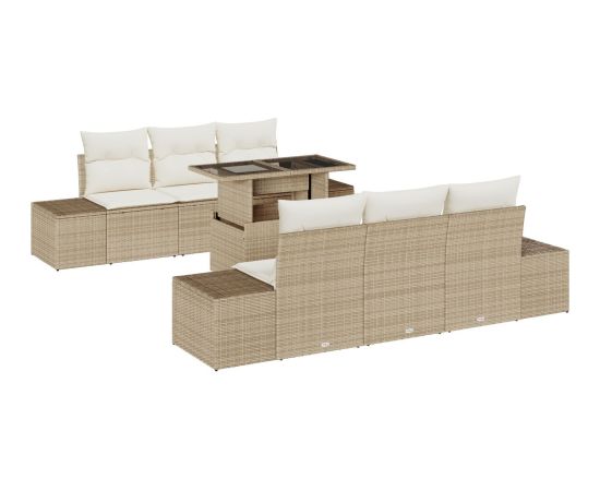 Zestaw sofy ogrodowej vidaXL Zestaw 7 Beżowy Rattan Dārza mēbeļu komplekti