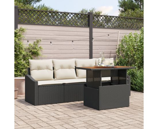 vidaXL Zestaw sof ogrodowych 5-częściowy Czarny i kremowy Dārza mēbeļu komplekti