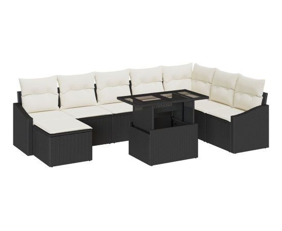 Zestaw sof ogrodowych vidaXL Zestaw 9 Biały Rattan, Poliester, Szkło Dārza mēbeļu komplekti