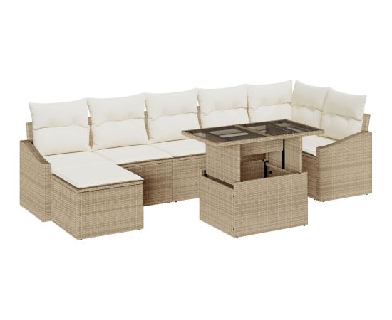 vidaXL Zestaw Sof Ogrodowych Zestaw 8 Beżowy, kremowy Poliester, rattan Dārza mēbeļu komplekti