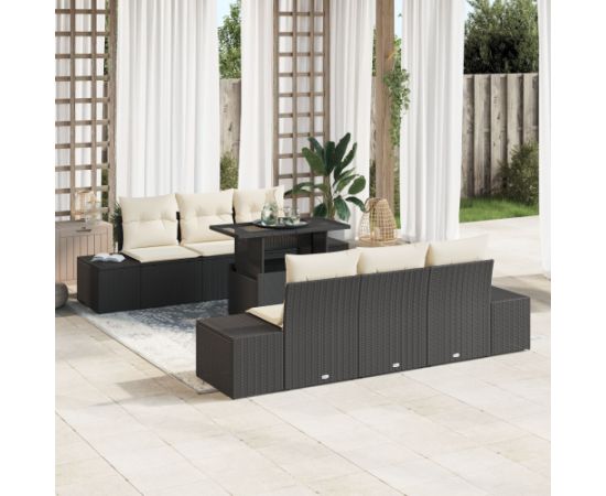 vidaXL Zestaw Sofy Ogrodowej Zestaw 7 Czarny Wicker Rattan Dārza mēbeļu komplekti