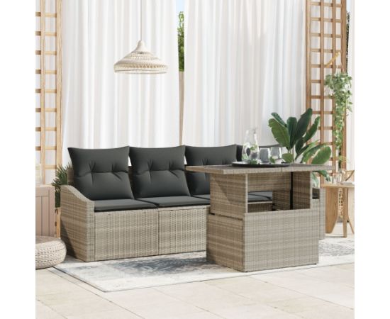 Zestaw Sofowy vidaXL do Ogrodu Zestaw 5 Części Beżowy Rattan Dārza mēbeļu komplekti