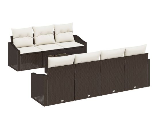 vidaXL Zestaw Sofy Ogrodowej 8-Częściowy Kremowy i Brązowy Dārza mēbeļu komplekti