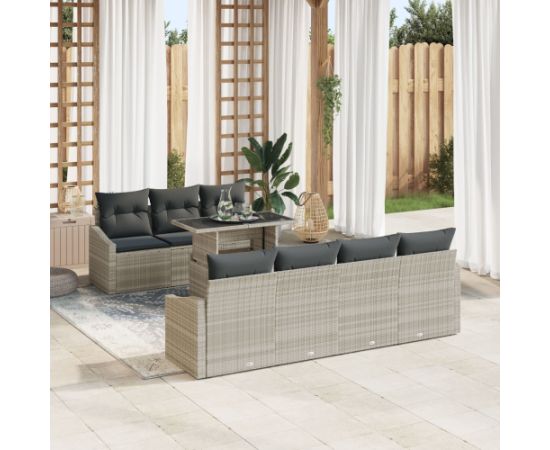 vidaXL Zestaw sof ogrodowych 8-elementów Naturalny rattan Dārza mēbeļu komplekti