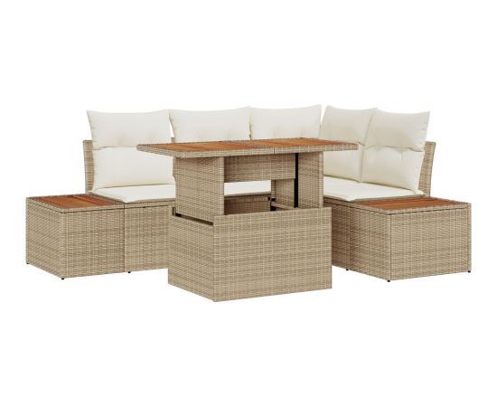 Zestaw sofy do ogrodu vidaXL Zestaw 5-częściowy Beżowy Rattan Dārza mēbeļu komplekti