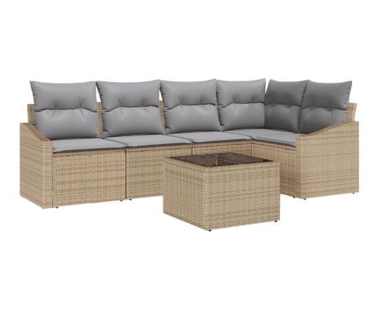 vidaXL Zestaw sof ogrodowych 6-elementów Beżowy i szary Rattan Dārza mēbeļu komplekti