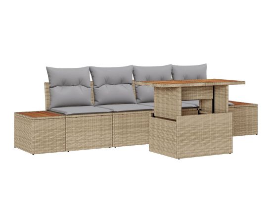 Zestaw Sof W Ogrodzie vidaXL 5-Częściowy Beżowy Rattan Dārza mēbeļu komplekti