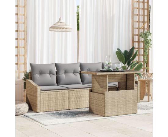 vidaXL Zestaw kanapowy do ogrodu Zestaw 5-częściowy Beżowy, Szary Dārza mēbeļu komplekti