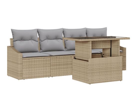 vidaXL Zestaw kanapowy do ogrodu Zestaw 5-częściowy Beżowy, Szary Dārza mēbeļu komplekti