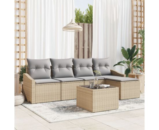 Zestaw Sof ogrodowych vidaXL  Zestaw 6-częściowy Beżowy Dārza mēbeļu komplekti