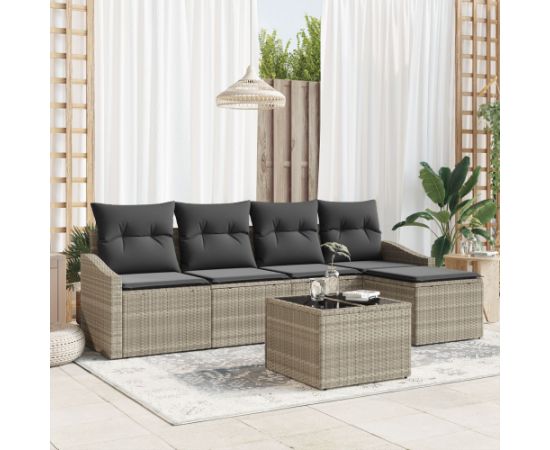 Zestaw sof ogrodowych vidaXL 6 części Beżowy Rattan Na zewnątrz Dārza mēbeļu komplekti