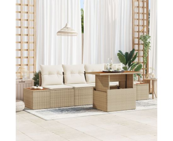 Zestaw sofy ogrodowej vidaXL 5-częściowy Beżowy Dārza mēbeļu komplekti