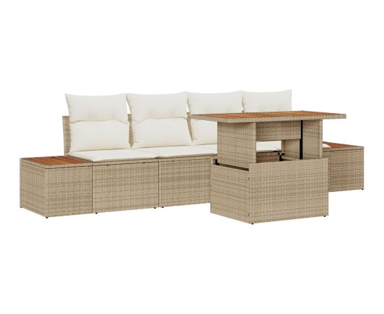 Zestaw sofy ogrodowej vidaXL 5-częściowy Beżowy Dārza mēbeļu komplekti