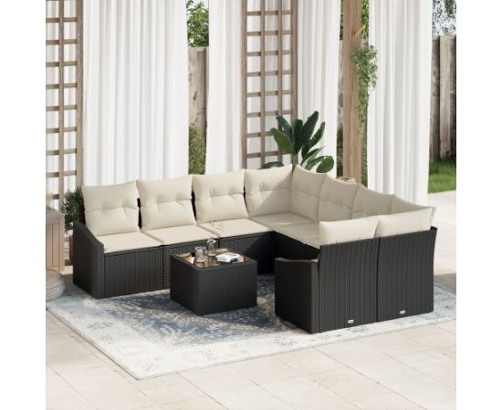 vidaXL Zestaw Sof Ogrodowych 9 Części Kremowy i Czarny Dārza mēbeļu komplekti