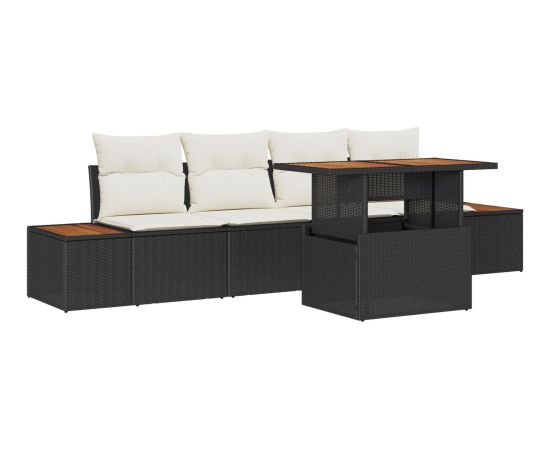 Zestaw sofy ogrodowej vidaXL Zestaw 5 Czarny, Beżowy Dārza mēbeļu komplekti