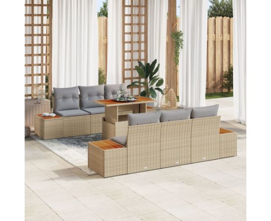 Zestaw sofy ogrodowej vidaXL 7 elementów Beżowy, Szary, Brązowy Dārza mēbeļu komplekti