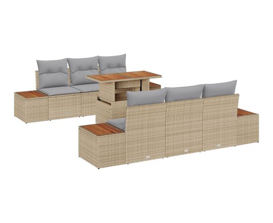 Zestaw sofy ogrodowej vidaXL 7 elementów Beżowy, Szary, Brązowy Dārza mēbeļu komplekti