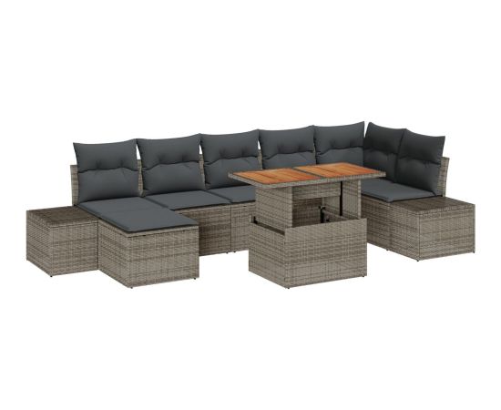Zestaw sof ogrodowych vidaXL 8 części Szary Rattan Dārza mēbeļu komplekti