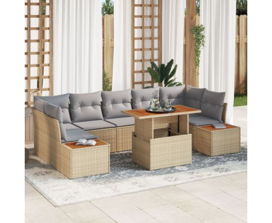 Zestaw sof ogrodowych vidaXL 8-częściowy beżowy rattan Dārza mēbeļu komplekti