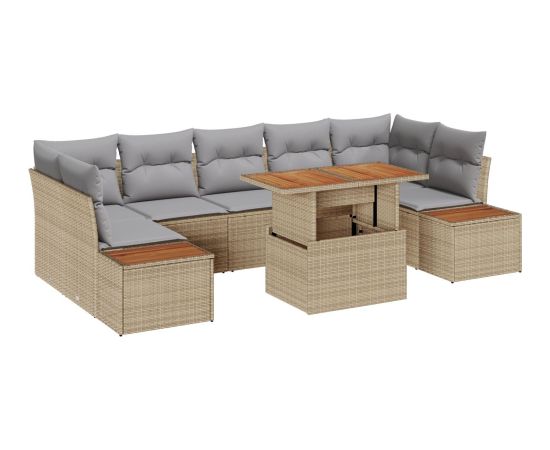 Zestaw sof ogrodowych vidaXL 8-częściowy beżowy rattan Dārza mēbeļu komplekti