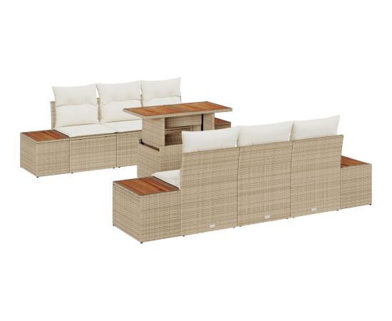 Zestaw sof ogrodowych vidaXL 7-częściowy Beżowy Rattan Dārza mēbeļu komplekti