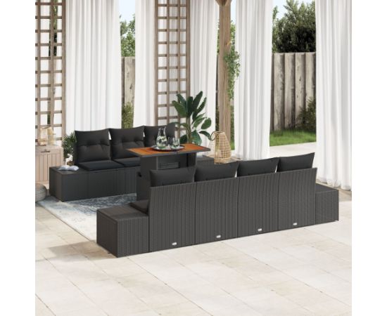 Zestaw sofy ogrodowej vidaXL Zestaw 8 Czarny i brązowy Dārza mēbeļu komplekti