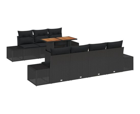Zestaw sofy ogrodowej vidaXL Zestaw 8 Czarny i brązowy Dārza mēbeļu komplekti