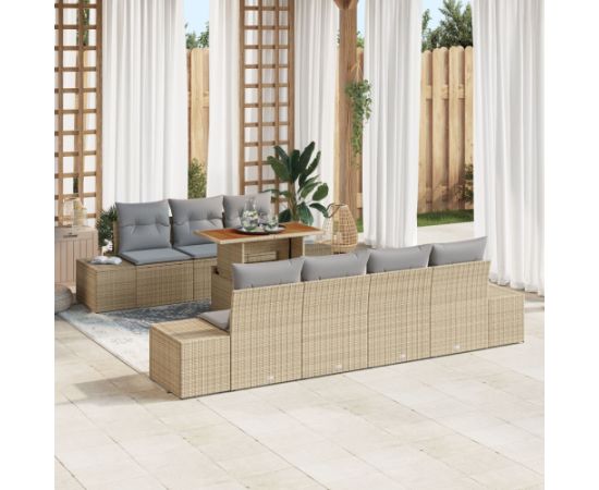 vidaXL Zestaw Sof Ogrodowych Zestaw 8 Beżowy Rattan Dārza mēbeļu komplekti