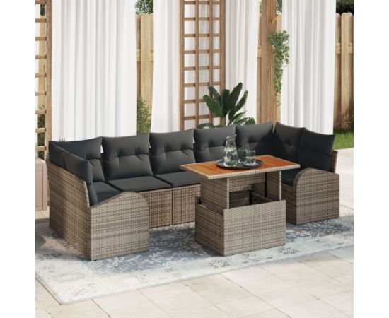 Zestaw Sofy Ogrodowej vidaXL 8-elementów Szary, Brązowy Dārza mēbeļu komplekti