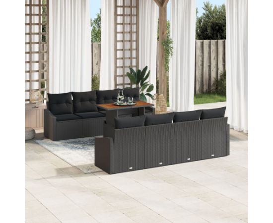 vidaXL Zestaw sof ogrodowych 7-elementowy Czarny Rattan Sofa ogrodowa Dārza mēbeļu komplekti