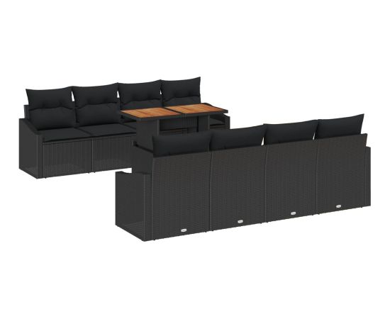 vidaXL Zestaw sof ogrodowych 7-elementowy Czarny Rattan Sofa ogrodowa Dārza mēbeļu komplekti