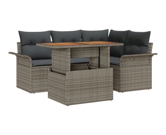 vidaXL Zestaw Sofy Ogrodowej Zestaw 5 Elementów Szary, Brązowy, Czarny Dārza mēbeļu komplekti