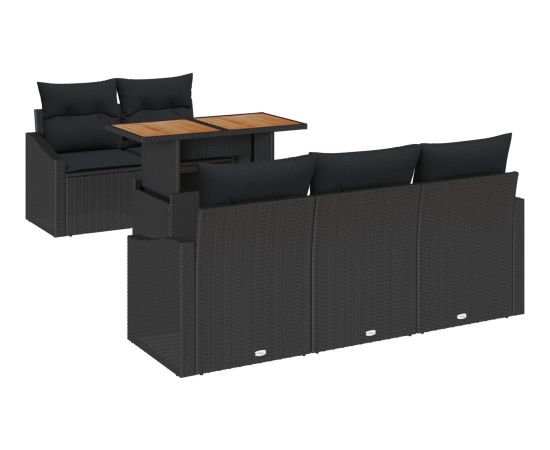 Zestaw sof ogrodowych vidaXL 6 elementów Czarny Wiklina Dārza mēbeļu komplekti