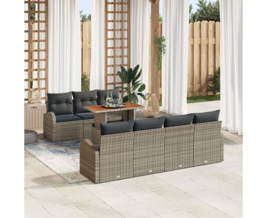 vidaXL Zestaw sofy ogrodowej Zestaw 8 Szary Rattan Dārza mēbeļu komplekti