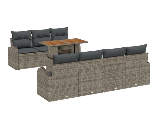 vidaXL Zestaw sofy ogrodowej Zestaw 8 Szary Rattan Dārza mēbeļu komplekti