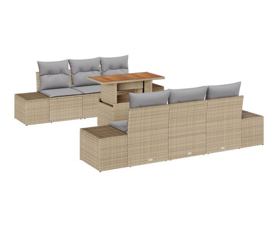 vidaXL Zestaw Sof Ogrodowych Zestaw 7 Beżowy Rattan Stół Zewnętrzny Dārza mēbeļu komplekti