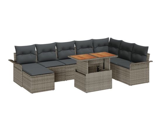 Zestaw Sof Ogrodowych vidaXL 9-elementowy Szary Rattan Dārza mēbeļu komplekti