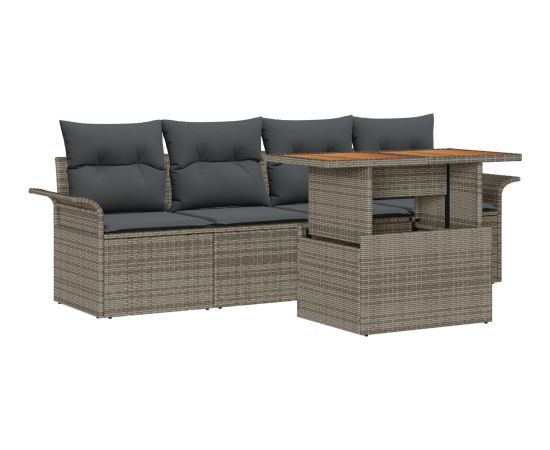 vidaXL Zestaw sof ogrodowych 5-częściowy Szary Poli Rattan i stal Dārza mēbeļu komplekti