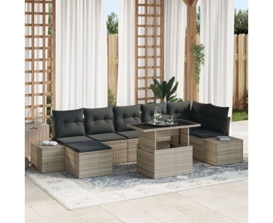 Zestaw sof ogrodowych vidaXL 8-elementowy Szary Wiklina Dārza mēbeļu komplekti