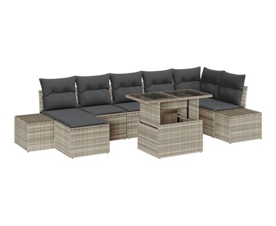 Zestaw sof ogrodowych vidaXL 8-elementowy Szary Wiklina Dārza mēbeļu komplekti