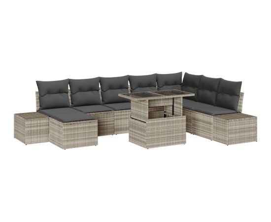 Zestaw Sof Ogrodowych vidaXL 9 Elementów Jasnobrązowy, czarny Dārza mēbeļu komplekti