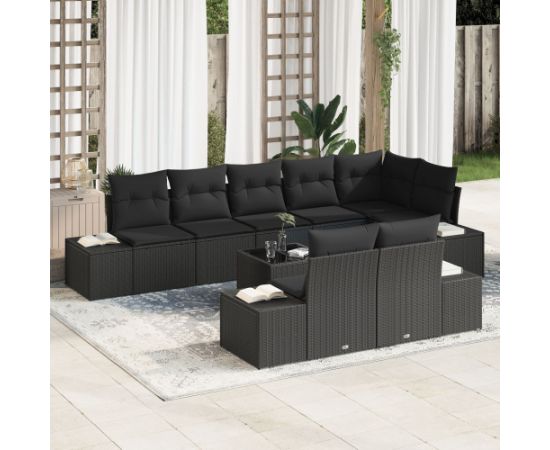 vidaXL Zestaw Sof Ogrodowych Zestaw 9 Czarny Dārza mēbeļu komplekti