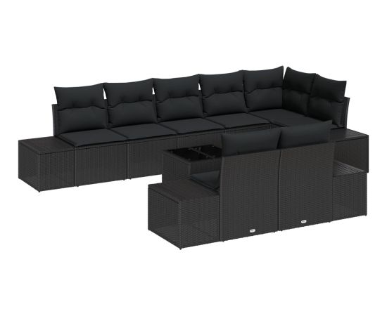 vidaXL Zestaw Sof Ogrodowych Zestaw 9 Czarny Dārza mēbeļu komplekti